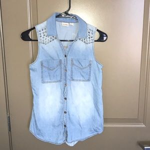 Studded Jean Tank Top